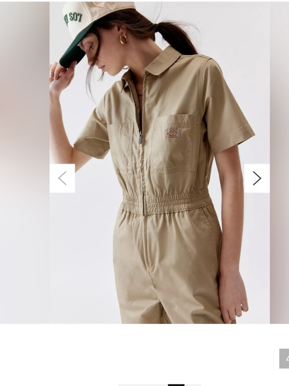 NWOT Dickies Tan Short-Sleeve Zip Front Utility Jumpsuit